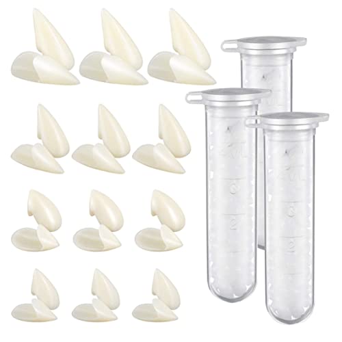 12 Paare Vampire Zähne Kostüm 4 Größe Zähne gefälschte Zähne mit 2 Zähnen Pellets für Cosplay -Party -Requisiten Halloween Party Fangs, von Grtheenumb