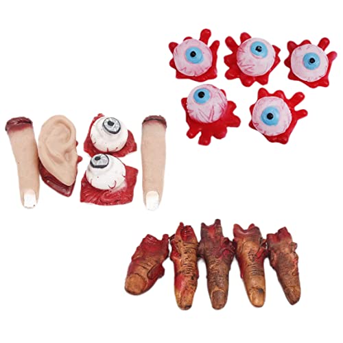 15 PCs blutige zerbrochene gefälschte Körperteile, Halloween gebrochene gefälschte Körperteile gruselige Blut gefälschte Finger, Ohr, Augäpfel Horror Requisiten für Halloween -Party -Dekor -Vorräte von Grtheenumb