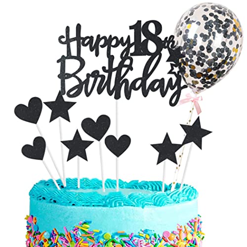 Alles Gute zum 18. Geburtstag Kuchen -Topper Schwarzes Kuchenzeichen Personalisierte Kuchendekoration für Erwachsenenzeremonie, Kuchenzeichen von Grtheenumb
