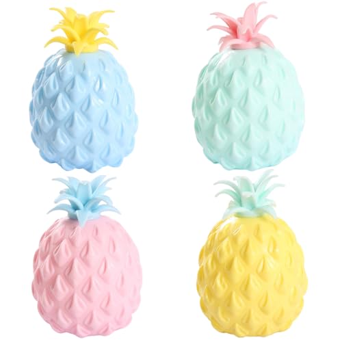 Grtheenumb Ananas Squeeze Ball, 4Pcs Ananas Squeeze Ball Nette Ananas Soft Squeeze Spielzeug 4x2.3 Resilient Stress Spielzeug Gummi Stress Relief Spielzeug für Kinder von Grtheenumb