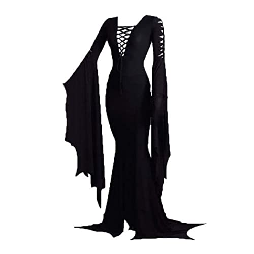 Damenbodenkleid Kostüm Hexe Sexy Gothic Vintage Kleid Halloween Carnival Party Cosplay Kostüme XL, von Grtheenumb