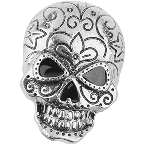 Frauenschädel Pin Brosche, Gothic Punk Skull Head Pin Halloween Skelett Brosche Pin für Frauen Männer Halloween Kostümzubehör von Grtheenumb