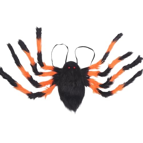 Giant Spider Halloween Dekorationen, Spinnen -Rucksack gruseliger gruseliger 49 -Zoll -Riesen -Spinnenbeutel mit 8 Langbein & rotem Auge große Kapazitätsspinnen -Rucksack für Halloween, Schwarz & Ora von Grtheenumb