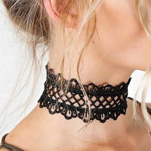 Gotische Schwarze Samt Spitze Halsketten Halsketten Halsband Halshälfte Schmuck für Frauen und Mädchen Halskette verstellbar von Grtheenumb