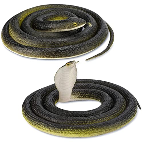 Große Gummischlange 2 Stücke 80 cm Gummi -Gummi -Schlangenspielzeug realistische Cobra Field Snake Toys für Kinder Gefälschte Schlange für Gartenprops, Streiche, Witzspielzeug, Halloween -Dekoration, von Grtheenumb