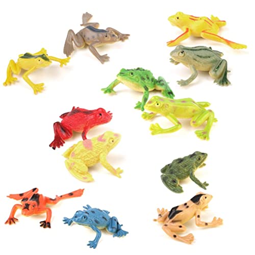 Grtheenumb 12 PCs Kunststoff Froschmodell Set Bunte Simulation Frosch Mini -Bildungsfrosch -Tierspielzeug für Kinder, Kinder, Froschmodell von Grtheenumb