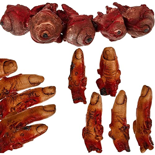 Grtheenumb 15 PCs blutige gebrochene gefälschte Körperteile, Halloween gebrochene gefälschte Körperteile gruselige Blut gefälschte Finger & Augäpfel Horror Requisiten für Halloween -Party -Dekoration von Grtheenumb