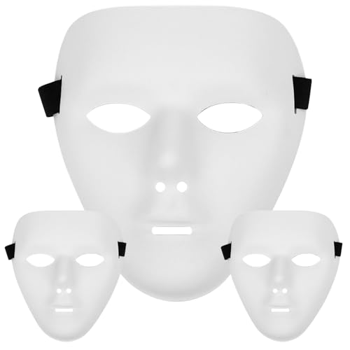 Grtheenumb 3 PCs Halloween -Maske, DIY -Maske, Vollgesicht 7.7x6.5 in weißer Maske für Männer DIY Blank von Grtheenumb