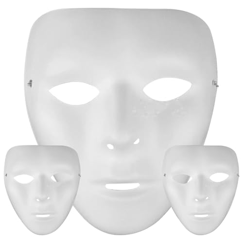 Grtheenumb 3 PCs Halloween -Maske Vollgesicht 7.1x5.9 In White Mask für Frauen DIY leere Maskerade -Klarte Maske für neuartige Kostüm, Cosplay -Künstlerprojekte, Theater, DIY -Maske von Grtheenumb