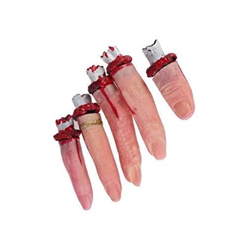 Grtheenumb 5 PCs gefälschte blutige abgetrennte Hacked Fingers Chop, gruselige menschliche abgetrennte Finger gebrochene Körperteile Halloween Dekorationen für Haunted House Halloween Party von Grtheenumb