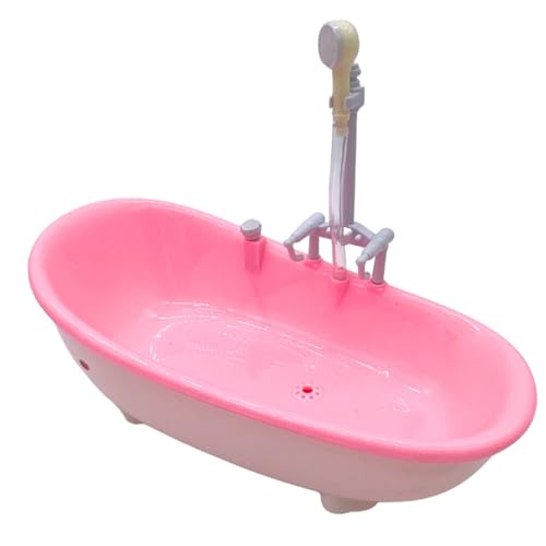 Grtheenumb Babypuppenbadewanne, Puppenhausmöbel, elektrische Babypuppenbadewanne mit Duschsprüher 6, 5x8.8x3.7 für Badezimmerdekoration von Grtheenumb