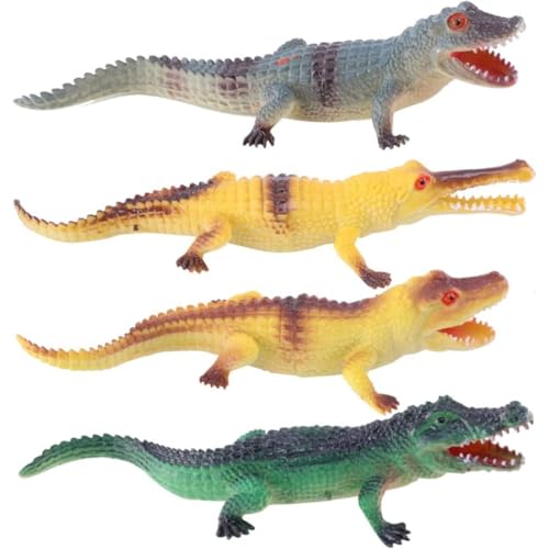 Grtheenumb Crocodile Figur Spielzeug Plastik Alligator Spielzeug Künstliches Tierspielzeug für Bildungsspiele Kinder Kinder Partydekor (gelb, grün, grau) wie Halloween Dekoration 4PCs 01_, 1 von Grtheenumb