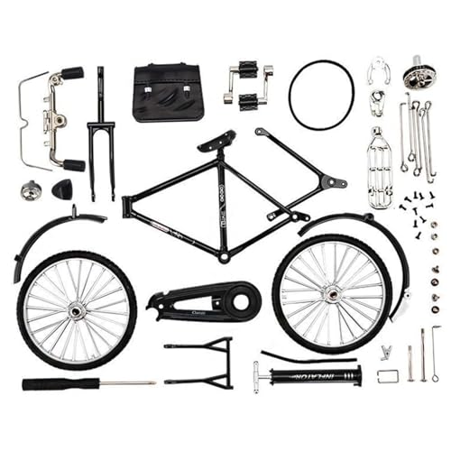 Grtheenumb DIY -Fahrradmodellskala, 51pcs 1:10 Simulation Retro -Legierung Mini -Fahrradmodell, Eisenkunst -Mini -Fahrrad mit Inflator und Aktentafel -Tabletop DIY Bicycle Model Scale Kit K von Grtheenumb