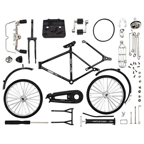 Grtheenumb DIY -Modellskala, 51pcs 1:10 Simulation Retro -Legierung Mini -Modell, Eisenkunst -Mini -Fahrrad mit Inflator und Aktentafel -Tabletop, DIY -Modellskala von Grtheenumb