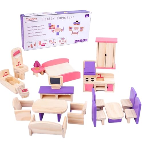 Grtheenumb Dollhouse Möbel, Holzpuppenhausmöbel Set 15 Prozent von Grtheenumb