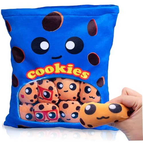 Grtheenumb Food Plushies, Keksekissen, weiches niedliches Keks-Plüsch-Soundpapier, abnehmbare Food Plushies mit Reißverschluss, Futtergefüllte Tiere für Kinderkindergeschenke, Cookie Plüsch von Grtheenumb