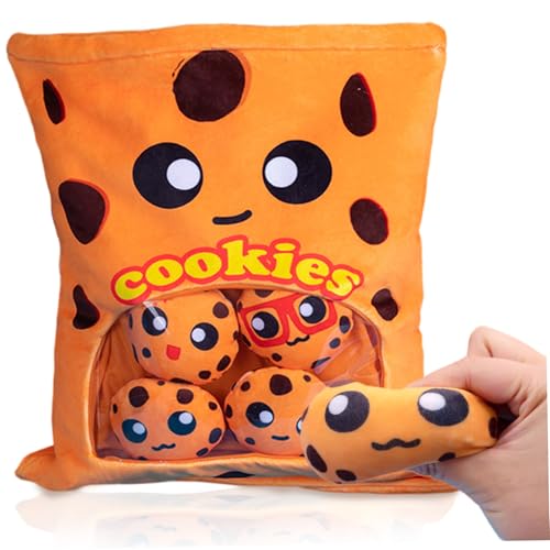 Grtheenumb Food Plushies, Keksekissen, weiches niedliches Keks-Plüsch-Soundpapier, abnehmbare Food Plushies mit Reißverschluss, Futtergefüllte Tiere für Kinderkindergeschenke, Cookie Plüsch von Grtheenumb