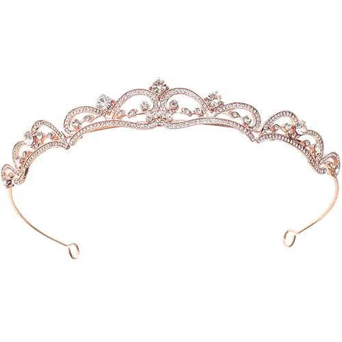 Grtheenumb Gold Crown Sparkle Vintage Strasskronen für Kinder mit Loch Braut Haarzubehör Legierungslegierung Goldkrone für Frauen Kinder Cos-Play Party Kostümgeschenke, Gold Crown von Grtheenumb