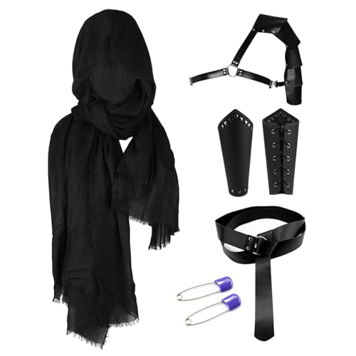 Grtheenumb Halloween Männer Renaissance Kostüm 5pcs/festgelegte mittelalterliche Pu Renaissance Accessoires Retro Cosplay Halloween Kostüme für Cosplay -Party Schwarze Mens Renaissance Kostüm von Grtheenumb