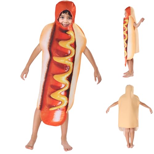 Grtheenumb Hot -Dog -Kostüm, Hot -Dog -Kostüm -Kinder, realistisch und lustig ärmellose, durchschnittliches Knie für Halloween, Party, Party von Grtheenumb