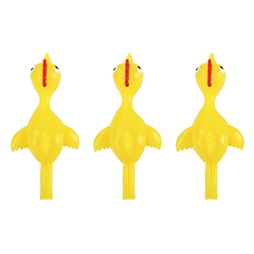 Grtheenumb Hühnchen -Katapultspielzeug dehnbar Fliegender Hühner Kinder schälen EIN Huhn für Kinder 3pcs, fliegendes Hühnchenspielzeug von Grtheenumb