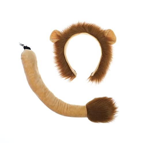Grtheenumb Löwenohren und Schwanzset -Lion Cosplay Accessoires -Lion Ohren Stirnband und Schwanz, von Grtheenumb