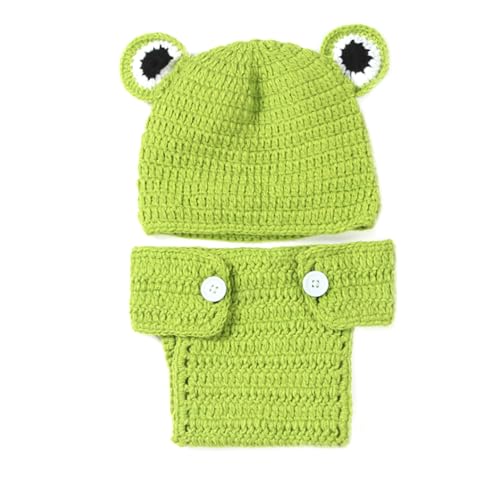 Grtheenumb Neugeborene Babyfotografie Requisiten Kostüm Netter grüner Froschfoto Requisiten Outfits Häkeln gestrickt von Grtheenumb