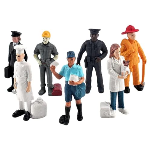 Grtheenumb Packung von 7 Miniatur -People -Modell Figuren Baker Veterinär Spielzeug Mini -Landschaftsspielzeug von Grtheenumb