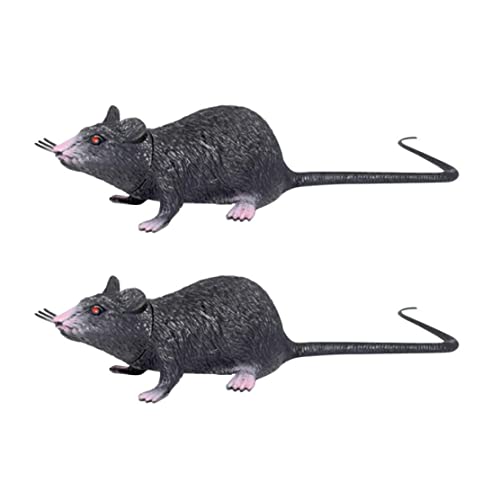 Grtheenumb Realistische Maus -Streiche Requisiten, 2 PCs Halloween gefälschte Ratten Realistische Mäuse Spielzeugplastik Lebendige Maus für Halloween -Party von Grtheenumb