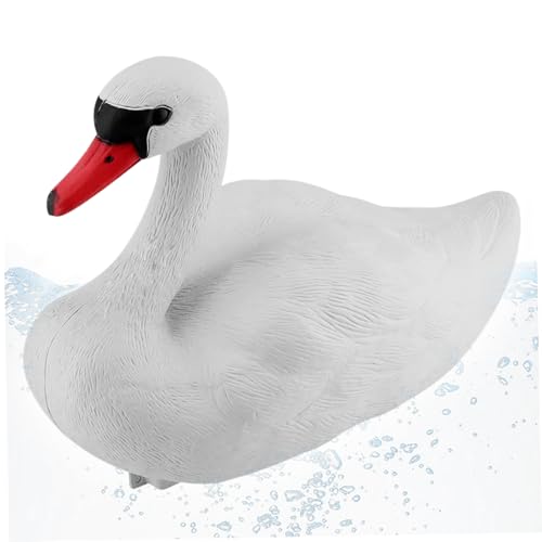 Grtheenumb Swan Decoy, wasserdichtes schwimmendes Schwanendekor, realistische weiße Schwanfigur, 13x6.3x10.2 Dekorative Gänse für Pool, Teich, See von Grtheenumb