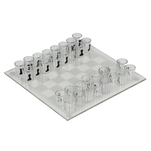 Klares Schnapsglas -Schach -Set, 10 x 10 Zoll Glasschachbrett mit 32 PCS -Tassen Schachstücken, Trinkschottenschach -Set, lustige Schachsätze für Erwachsene, Kinder -Schach -Schach -Set für Kids Shot von Grtheenumb