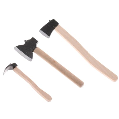 Mini Axe, Puppenhaus Axt 3PCS/Set 1:12 Skala Realistisches Spielzeug Axt Holz künstliche Mini Axt DIY-freundlich dekorative Puppenhausminiaturen für Garten, Holzhackungsszene, Puppenhauszubehör von Grtheenumb