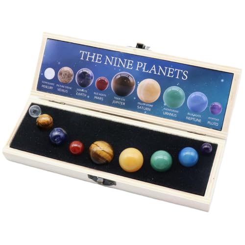 Planeten für Kinder Solarsystem, 1Set -Solarsystem für Kinder mit 9 Planeten lebensechte lustige Planeten für Kinder Solarsystem mit Box Storage Natural Ore Planet Toys Bildungs ​​Solarsystem für Kin von Grtheenumb