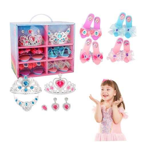 Prinzessin Dress Up für Mädchen 4-6, Prinzessin Dress-up Schuhe 6 Gitter Kleinkind Girl Spielzeug mit 4 Paar Spielschuhen und Schmuckspielzeugen, glamouröse Elegante 3-jährige Mädchengeschenke für Ki von Grtheenumb