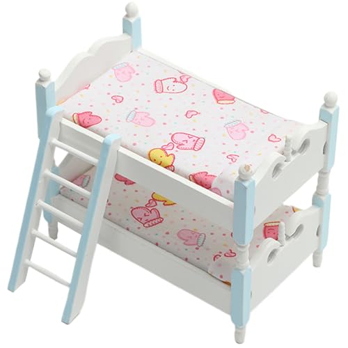 Grtheenumb Puppenbettbett, Miniaturpuppenhausmöbel, Puppenbettbett, Puppenhausbett, Puppenhausbett, 1 12 Skala Dollhouse Möbel, 1 12 Skala Puppenhauszubehör, Puppenhausbett von Grtheenumb