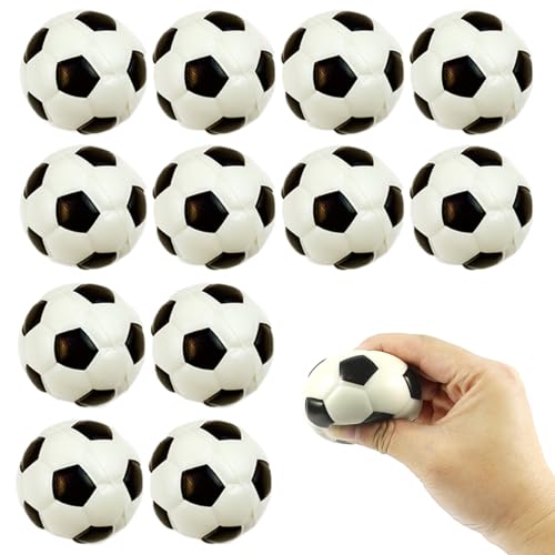 Grtheenumb Squeeze Ball für Kinder 12pcs Fußballmuster Stress Ball 2 Zoll Handtherapie Ball Resilient Stress Entbindung pu Squeeze Spielzeug für Heimschule, Squeeze Ball von Grtheenumb