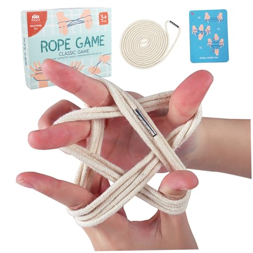 Streichspielzeug, Katzen String Elastic Finger Hand Cotton Seil Seil Spielzeug mit 10 Unterrichtskarten, traditionelles Lernkatze -Saiten -Stringspiel für Kinder und Erwachsene, Zip Strings to von Grtheenumb