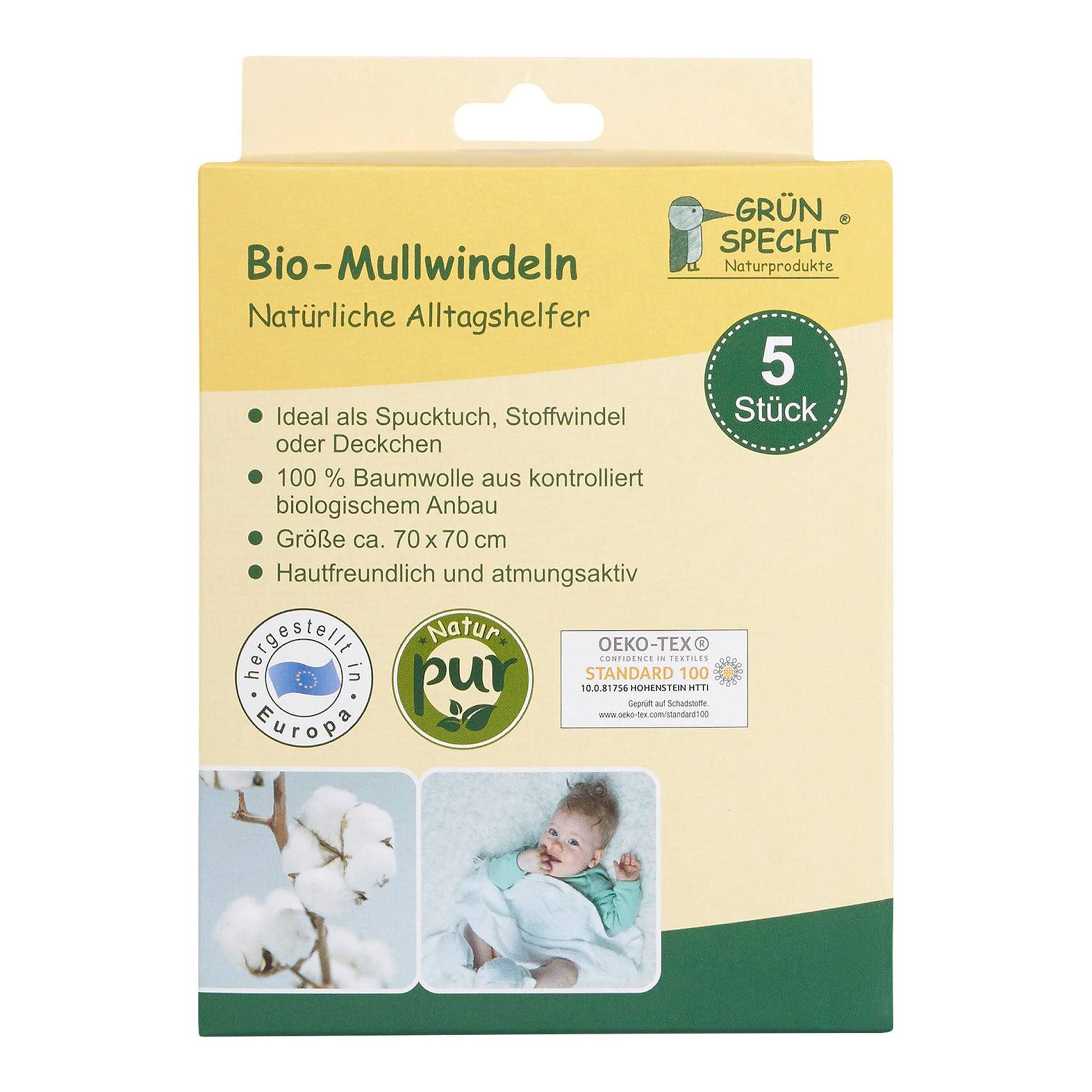 Grünspecht 5er-Pack Bio-Mullwindeln von Grünspecht