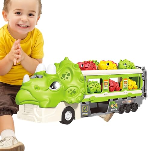 Gruwkue Dinosaurier-LKW-Spielzeug,19-teiliger zusammenklappbarer Dinosaurier-Truck mit Licht und Ton | Kreatives Kinderspielzeug, lustiges Autospielzeug für Weihnachten, Party, Geschenk im Alter von von Gruwkue