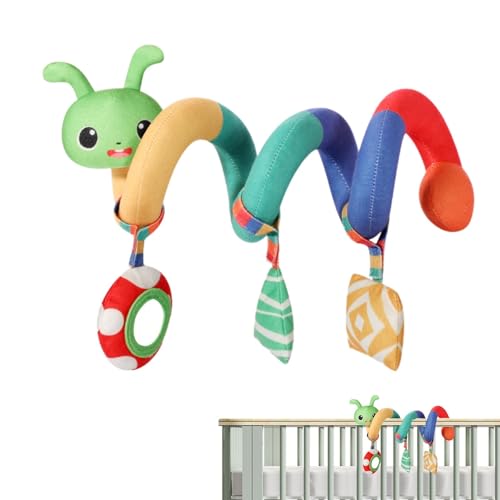 Gruwkue Kinderwagen-Spielzeug, Autositz-Spielzeug | Cartoon-Spiralspielzeug mit Rasselglocke,Kinderwagen-Plüsch-Aktivitätsspielzeug, Kinderwagen-Bogen, weiches Rasselspielzeug für Babys, für von Gruwkue