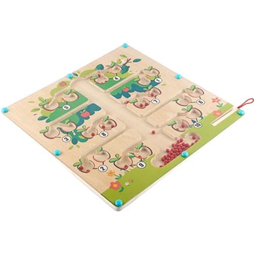 Gruwkue Magnetisches Zahlenperlenlabyrinth-Spielzeug, magnetisches Zähllabyrinthbrett - Passende Zählspielzeuge aus Holz | Lernspielzeug für Kinder ab 4 Jahren, Montessori-Spielzeug, Lernaktivitäten von Gruwkue