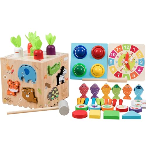 Gruwkue Montessori-Spielzeug für Kinder, Lernspielzeug für frühes Lernen - 8-in-1-Form-Sortierwürfel-Ernte-Karotten-Spielzeug - Kreativer lustiger Formensortierer für Kinder, Montessori-Spielzeug für von Gruwkue
