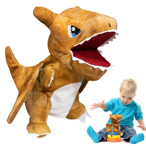 Gruwkue Tierhandpuppen,Dinosaurierpuppen für Kinder | Interaktives Stofftier-Dinosaurier-Puppenspielzeug,Kreatives realistisches ausgestopftes Handpuppen-Dinosaurierspielzeug für Kinder, Kleinkinder, von Gruwkue