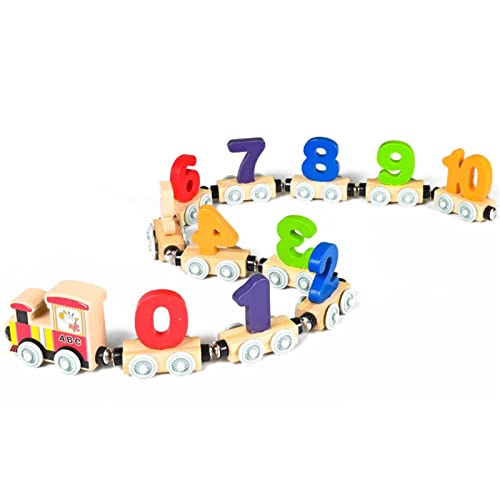 Holzeisenbahn-Set, Holzspielzeug Zahlenform Zug Frühes Lernen Lernspielzeug Kinder Für Kinder Kleinkinder Jungen Und Mädchen von Gruwkue