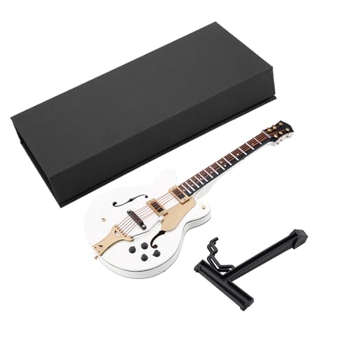 7in Mini -Gitarre, 1:12 Gitarre Ornament White Miniature E -Gitarre Replik mit Box Miniatur Musikinstrument für Dollhouse, Mini Music Room von Gsycle