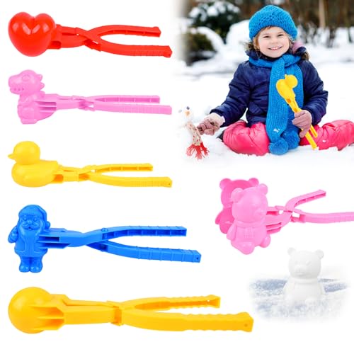 GuKKK Schneeballzange, 6 Stück Schneeball Former Winter Schneeball Form Spielzeug Sandball Schneeball Snowball Clip, Schneeball-Maker-Werkzeug mit Griff, Schneeball Clip für Kinder im Freien Spielen von GuKKK