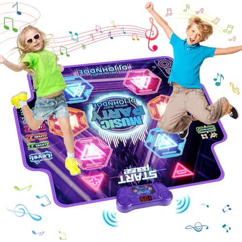 GuKKK Tanzmatte Kinder Spielzeug Geschenke 3-12 Jahre, Beleuchtete Musikmatte, Tanzmatte mit Musik Bluetooth 6 LED Leuchten, Weihnachten Geburtstags Spielzeug ab 3 4 5 6 7 8 9+ Jahre Mädchen Junge von GuKKK