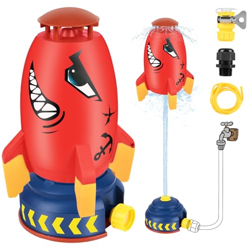 Dinosaurier Wassersprinkler für Kinder, GuKKK Wassersprinkler Kinder Outdoor, Wasserspielzeug Garten, Rasensprenger Kinder, Sprinklerspielzeug Dinosaurier Wassersprühspielspielzeug, mit 3 m Schlauch von GuKKK