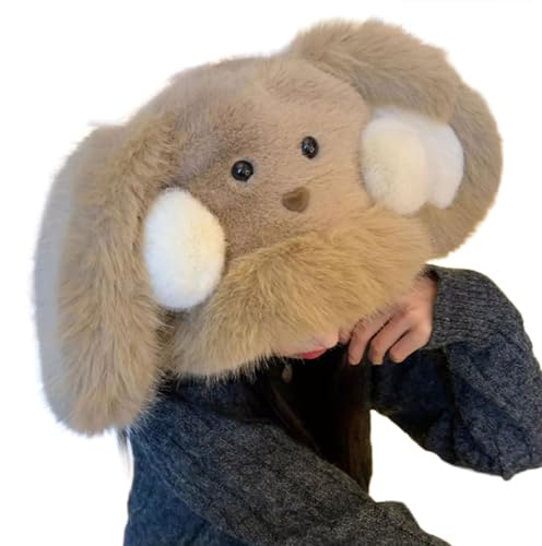 Guaber Pelziger Cartoon-Kopfbedeckung mit Rouge für Millennial-Cosplay, pelziger Hut mit Ohren, übergroße Kopfbedeckung für Winter-Cartoon Guaber Pelziger Cartoon-Kopfbedeckung mit Rouge für Millennial-Cosplay, pelziger Hut mit Ohren, übergroße Kopfbedeckung für Winter-Cartoon von Guaber