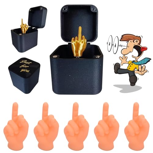 Mittelfinger Geschenk Box,Guador mittelfinger in Box mit 5 Stück Tiny Hands Mittelfinger Puppets, Mini Hände Mittelfinger Tiny Hands,Middle Finger Surprise Gift Box, Prank Geschenk für Erwachsene von Guador